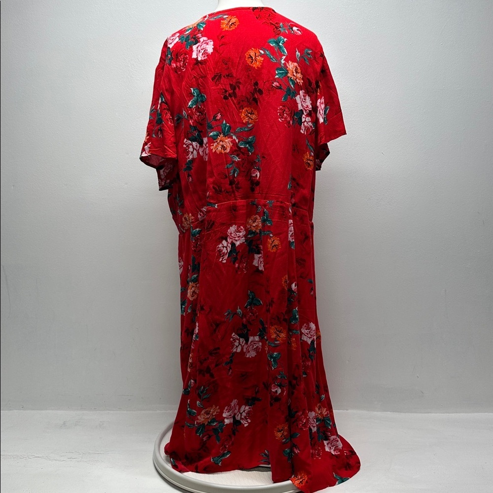 Torrid Dress Short Sleeve Mini Gauze Lace Up Skater Floral Red Plus Size 2X - Picture 6 of 11